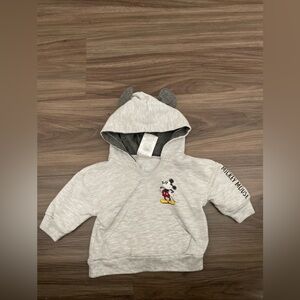 Disney Baby Light Gray Cozy Mickey Mouse Kids Hoodie size 3/6M